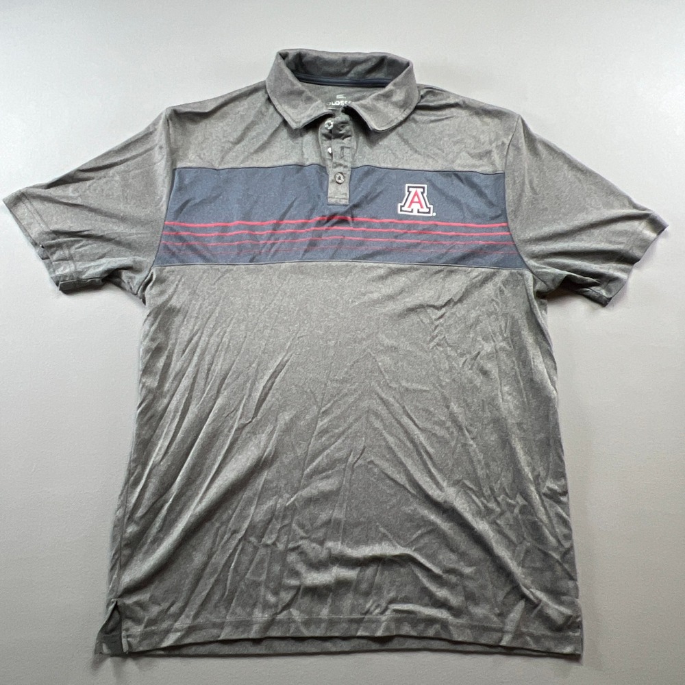 Arizona Wildcats Basketball Team Polo Shirt Mens L Heather Gray Colosseum NCAA